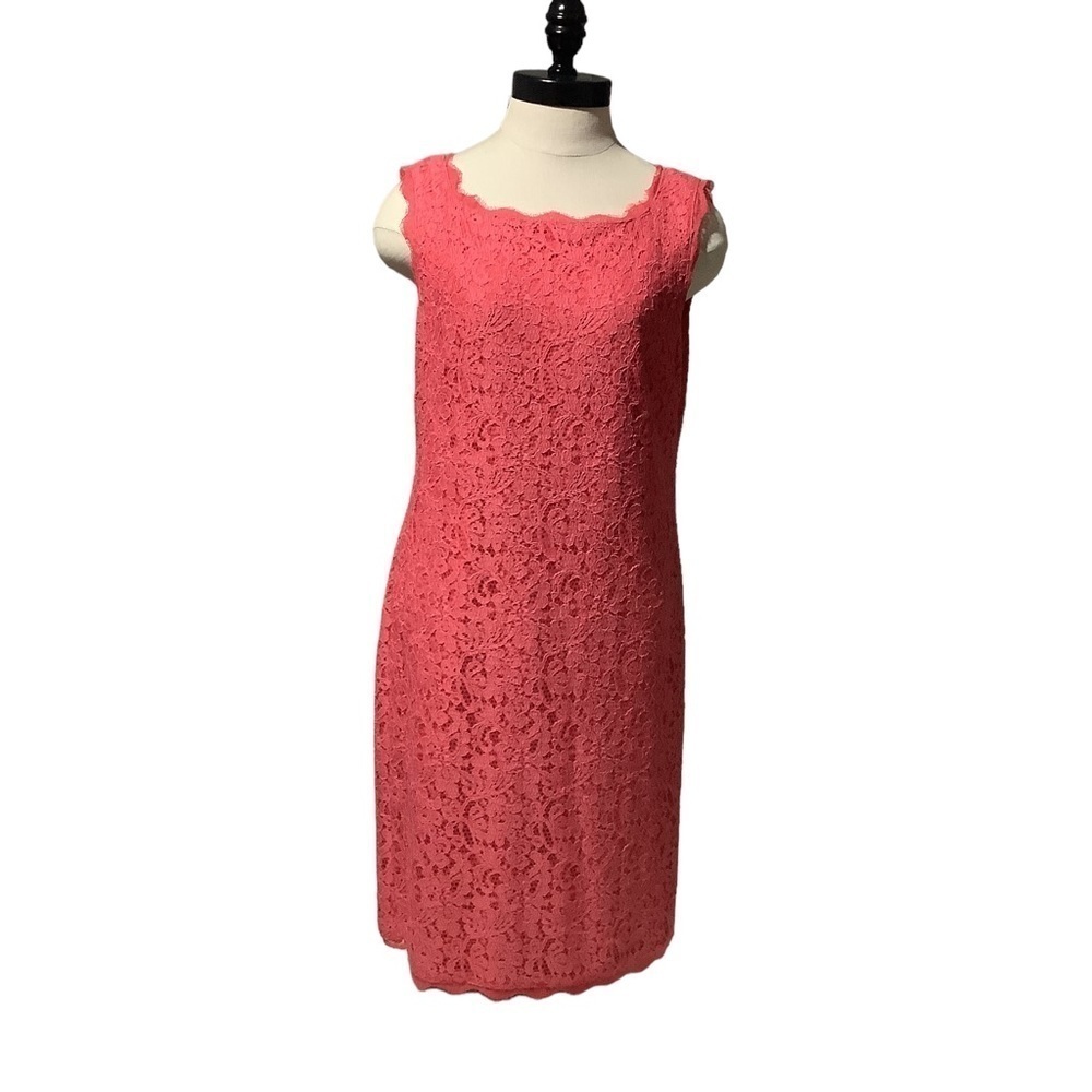 ADRIANNA PAPELL Salmon Lace Sleeveless Sheath Dress Size‎ 12